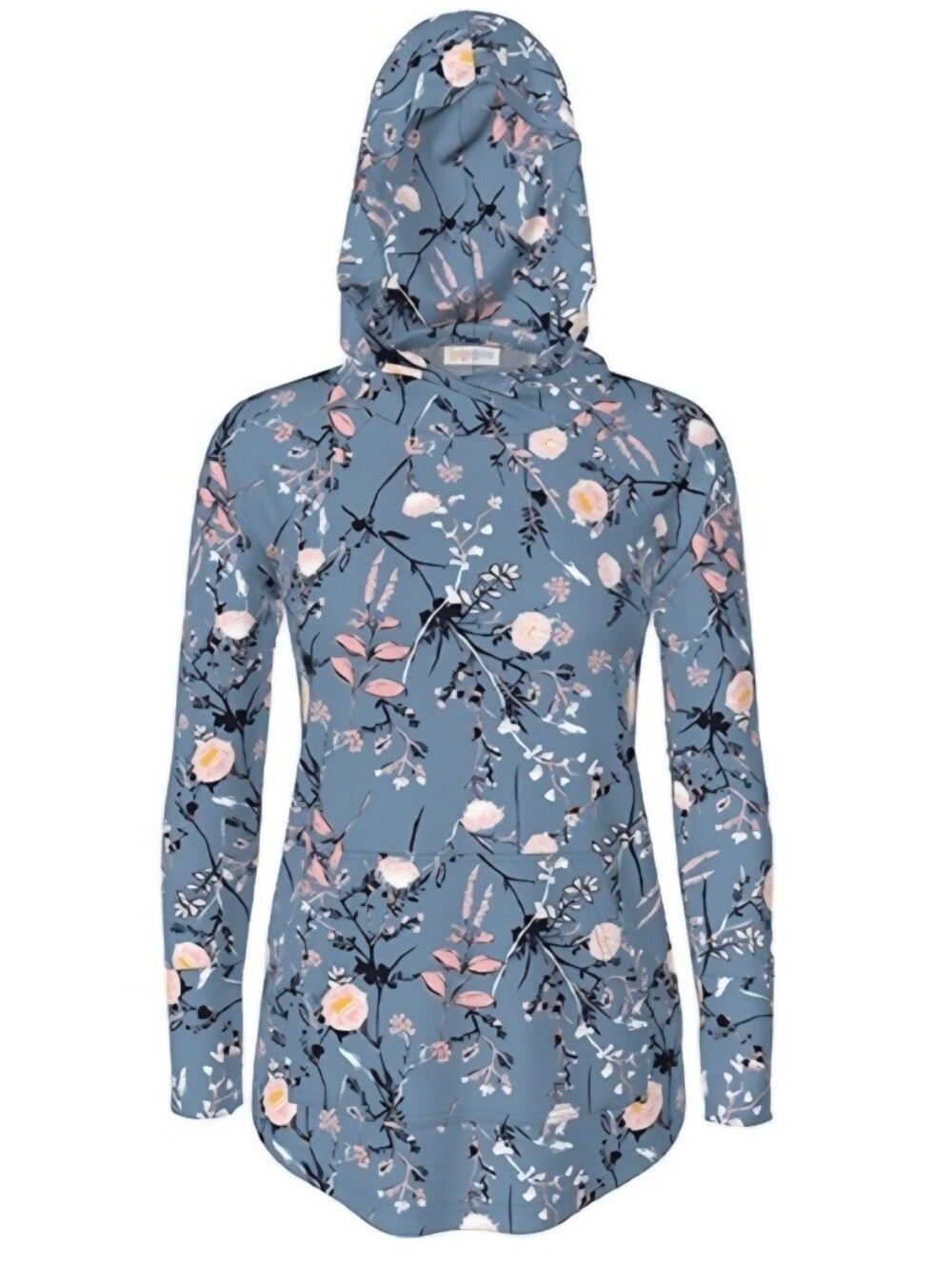 Blue Floral Hooded Pullover